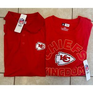 NWT Kansas City Chiefs Polo AND T Shirt Men's Size Medium NFL Apparel